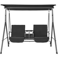Mophorn - 2-Sitzer-Terrassenschaukelstuhl, Outdoor-Schaukel mit verstellbarem Baldachin, Aufbewahrungstasche und drehbarem Tablett, Oxford-Gewebe und Mophorn - 2-Sitzer-Terrassenschaukelstuhl, Outdoor-Schaukel mit verstellbarem Baldachin, Aufbewahrungstasche und drehbarem Tablett, Oxford-Gewebe und von MOPHORN