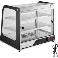 Mophorn - 2-stufiger kommerzieller Speisenwärmer, 850 w mit gehärtetem Glas und Dampfheizung. Temperaturregelung von 30 °c bis 85 °c. 111 l großes von MOPHORN