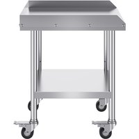 Mophorn 24 x 24 x 30" Arbeitstisch aus Edelstahl, robuster kommerzieller Tisch zur Lebensmittelzubereitung mit Rollen, 4 Rädern und 3-seitiger von MOPHORN