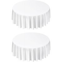 Mophorn 2er-Set runde Tischdecken 3048 mm, strapazierfähiger Tischschutz aus knitterfreiem Polyester, maschinenwaschbar, ideal für Feiern, von MOPHORN