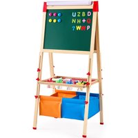 Mophorn - 3-in-1-Kunststaffelei für Kinder, doppelseitiges magnetisches Whiteboard aus Holz, Kreidetafel, Papierrolle, verstellbares stehendes von MOPHORN