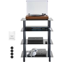 Mophorn 4-stufiger AV-Medienständer, verstellbarer Audio-/Video-Speicher mit Regalen aus gehärtetem Glas, Medienschrank für Spiel- und Aufnahmeräume von MOPHORN