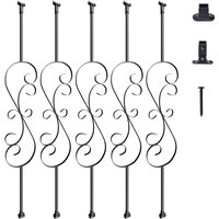 Mophorn - 44'' x 1/2" verzinktem Stahl Treppe Baluster, dekorative S-Form hohlen Geländer Spindeln für Deck Geländer, Satin schwarz Spirale Treppe von MOPHORN