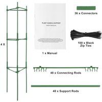 Mophorn - 4er-Pack Tomatenkäfige 63 Zoll, stapelbare Pflanzengitterstütze, Gartenpfähle für Gemüse, Blumen, Kletterpflanzen, Hochbeet, grünes Metall von MOPHORN