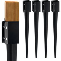 Mophorn 4er-Pack Zaunpfosten-Erdspieße, 36 x 4 x 4 Zoll (Außendurchmesser), schwarz pulverbeschichtete Metallpfähle für Briefkasten, Deck, Garten und von MOPHORN