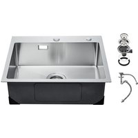 Mophorn - 55 cm Küchenspüle, Arbeitsstation, 304 Edelstahl-Spüle zur Aufstellung. Ein Einbau-Einzelbecken im Landhausstil mit Zubehör, ideal für von MOPHORN