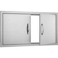 Mophorn 863x482mm Double BBQ Zugang Tür, Edelstahl Flush Mount vertikale Tür mit Griffen, Outdoor-Küche Tür für BBQ Insel und Grillstation von MOPHORN