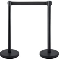 Mophorn - Absperrpfosten zur Kontrolle von Menschenmengen – 4er-Set. 2 m langes schwarzes einziehbares Band. Schwarze Barriere mit Beton- und von MOPHORN