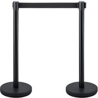 Mophorn - Absperrpfosten zur Kontrolle von Menschenmengen – 4er-Set. 2 m langes schwarzes einziehbares Band. Schwarze Barriere mit Beton- und Mophorn - Absperrpfosten zur Kontrolle von Menschenmengen – 4er-Set. 2 m langes schwarzes einziehbares Band. Schwarze Barriere mit Beton- und von MOPHORN