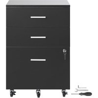 Mophorn Aktenschrank, Aktenschrank aus Holz mit 3 Schubladen. Verriegelung für Letter/A4-Format. Mit 5 Rollen für das Home-Office. Schwarz von MOPHORN