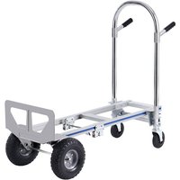 Mophorn Aluminium-Sackkarre, 2-in-1 umbaubar, 800 lbs Tragkraft, robuster zusammenklappbarer Mehrzweckwagen, Industrie-Transportkarre mit Gummirädern von MOPHORN