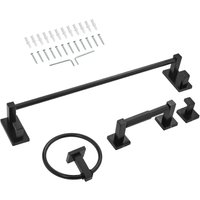 Mophorn Badezimmer Hardware Zubehör Set aus SUS201 Edelstahl (4-teilig) mit Handtuchstange, Handtuchhalter (runder Ring), Haken und von MOPHORN