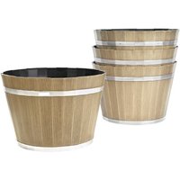 Mophorn Blumentöpfe 300 x 210 mm, 4er-Pack Pflanzgefäße im Fass-Stil mit Drainagelöchern, Kunststoff-Pflanztöpfe für Innen- und Außenpflanzen, Garten von MOPHORN