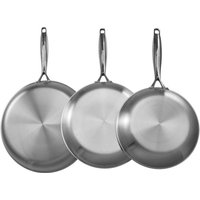 Mophorn Bratpfannen-Set aus dreilagigem Edelstahl, 3 Größen (240, 280, 320 mm), Bratpfanne mit hitzebeständigem Griff, vielseitiges Kochgeschirr für von MOPHORN