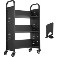 Mophorn Bücherwagen mit 150 kg Tragfähigkeit, 77 x 38 x 122 cm, einseitiges V-förmiges Regal mit Rollen und Bremsfunktion, ideal für Wohnzimmer, Büro von MOPHORN