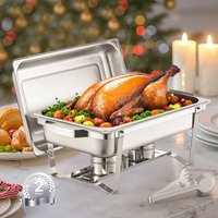 Mophorn - Chafing Dish Buffet-Set – 8 Qt, 2er-Pack, Edelstahl-Chafing Dish mit 2 Pfannen in voller Größe, rechteckiger Catering-Wärmer-Servierwagen Mophorn - Chafing Dish Buffet-Set – 8 Qt, 2er-Pack, Edelstahl-Chafing Dish mit 2 Pfannen in voller Größe, rechteckiger Catering-Wärmer-Servierwagen von MOPHORN