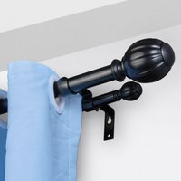 Doppelstangen-Gardinenstangen, 91,4–182,9 cm verstellbare Länge, schwarze doppelte Fenstervorhangstangen mit runden Endstücken, 2,5cm und 19,3cm Doppelstangen-Gardinenstangen, 91,4–182,9 cm verstellbare Länge, schwarze doppelte Fenstervorhangstangen mit runden Endstücken, 2,5cm und 19,3cm von MOPHORN