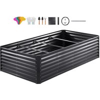 Mophorn Erhöhtes Gartenbeet 94.5x47.2x23.6 Zoll Galvanisiertes Metall Pflanzgefäß Dunkelgrau Outdoor Pflanzgefäße für Blumen/Gemüse/Kräuter im von MOPHORN