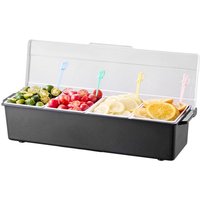 Mophorn Gekühlter Gewürzbehälter mit 4 Fächern (800 ml x 4) – Präsentationsständer mit Deckel für Pizzastationen, Obst, Salat und Taco-Zutaten von MOPHORN