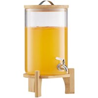 Mophorn Getränkespender (1 x 8 L) aus Glas mit tropffreiem Zapfhahn und Holzständer – ideal für Restaurants, Partys und selbstgemachte Getränke wie von MOPHORN