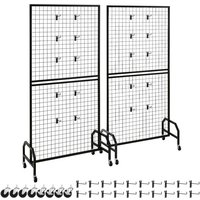 Mophorn Gitterwandpaneele Gitterwand (898 x 400 x 1798 mm) 2 Stück rollbarer Präsentationsständer mit 20 Haken, Präsentationsregale aus von MOPHORN