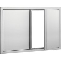 Mophorn Grill-Zugangstür, 914 x 610 mm, doppelte Außenküchentür, flächenbündig montierte Edelstahltür, vertikale Wandtür mit versenkbaren Griffen für Mophorn Grill-Zugangstür, 914 x 610 mm, doppelte Außenküchentür, flächenbündig montierte Edelstahltür, vertikale Wandtür mit versenkbaren Griffen für von MOPHORN