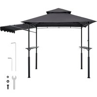 Mophorn Grillpavillon 2430x1500x500mm, Überdachung für Außengrill, 2-stufiges BBQ-Gazebo mit verstärkten Beinen und Markise, ideal für Terrasse, von MOPHORN