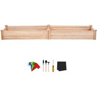 Mophorn - Hochbeet aus Holz, 2,4 x 60 x 2,44 m, Pflanzkasten für den Außenbereich mit offenem Boden für Blumen, Gemüse, Kräuter im Hinterhof, Garten, von MOPHORN