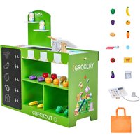 Mophorn Holzspiel-Kaufmannsladen, 35-teiliges Set mit Einkaufstasche, Förderband, Scanner, Registrierkasse sowie realistischem Obst und Gemüse, von MOPHORN