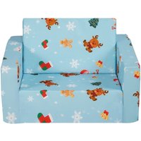 Kindercouch, bequeme 2-in-1-Kleinkindstühle, ausklappbares Schlafsofa, umwandelbares Sofa in Liege, Spielzimmermöbel für Kinder, Himmelblau, für von MOPHORN