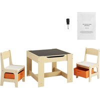 Mophorn - Kindertisch- und Stuhlset, Aktivitätstisch aus Holz mit Aufbewahrungsboxen, ideal für Kleinkinder zum Kunstmachen, Basteln, Lesen und Lernen von MOPHORN