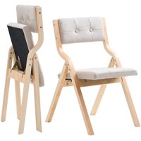 Mophorn Klappbarer Gartenstuhl mit gepolstertem Kissen und Holzrahmen, 2er-Set. Moderner Esszimmerstuhl für Küche, Büro oder Feierlichkeiten, von MOPHORN