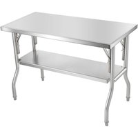 Mophorn - Klappbarer kommerzieller Zubereitungstisch 48 x 24 Zoll mit Unterregal, Heavy-Duty-Edelstahl-Klapptisch für Home Kitchen Restaurant Garage von MOPHORN
