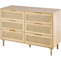 Mophorn Kommode mit 6 Schubladen aus natürlichem Rattan – Boho-Stil mit geräumigem Stauraum für Schlafzimmer, Wohnzimmer und Flur, braun, stabile Mophorn Kommode mit 6 Schubladen aus natürlichem Rattan – Boho-Stil mit geräumigem Stauraum für Schlafzimmer, Wohnzimmer und Flur, braun, stabile von MOPHORN