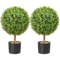 Mophorn - Künstliche Formgehölze Buchsbaum Bäume 24 Zoll groß (2 Stück) Ball-Form Faux Pflanze mit Pflanzer Grün Feaux Pflanze dekorative Indoor von MOPHORN