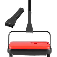 Mophorn Manueller Teppichkehrer mit 300 ml Staubbehälter, 17 cm Reinigungsbreite, ideal für Teppiche im Heimbüro, Tierhaare und Staub, Rot von MOPHORN