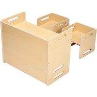 Mophorn - Montessori-Entwöhnungstisch- und Stuhlset, höhenverstellbares Kleinkinderset aus Holz mit 2 Stühlen, Aktivitätstisch zum Lesen, Essen und von MOPHORN