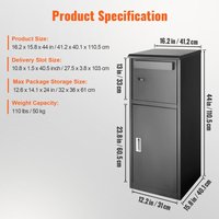 Mophorn - Paketversandbox 16,2'x15,8'x44', verzinkter Stahl, Codeschloss, abnehmbare Diebstahlschutzblende, IPX3 wasserdicht, für Außenveranda Mophorn - Paketversandbox 16,2'x15,8'x44', verzinkter Stahl, Codeschloss, abnehmbare Diebstahlschutzblende, IPX3 wasserdicht, für Außenveranda von MOPHORN