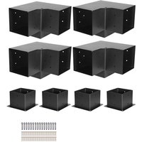 Mophorn Pfostenverbinder, Eckhalterung für 142 x 142 mm Pfosten, inkl. 4 Stück 3-Wege-Eckhalterungen & 4 Stück Pfostenträger, Pergola-Befestigungsset von MOPHORN