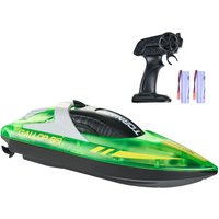 Mophorn RC-Boot, 2,4 GHz, 12 km/h, für Pools und Seen, Rennboot mit LED-Licht, 2 wiederaufladbare Batterien, komplett wasserdicht, Wasserspielzeug von MOPHORN