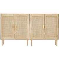 Mophorn Rattan-Aufbewahrungsschrank, 2er-Set, 4 magnetische Türen, verstellbare Regale, Sideboard-Buffet für Flur, Wohnzimmer, natürliches Holz-Finish Mophorn Rattan-Aufbewahrungsschrank, 2er-Set, 4 magnetische Türen, verstellbare Regale, Sideboard-Buffet für Flur, Wohnzimmer, natürliches Holz-Finish von MOPHORN