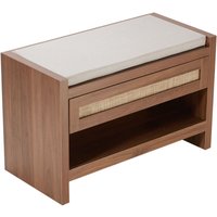 Mophorn Rattanbank, 30,9", Schuhbank mit Aufbewahrungsschublade und Leinensitzkissen, handgewebtes Rattan, Bauernhaus-Boho-Stil Mophorn Rattanbank, 30,9", Schuhbank mit Aufbewahrungsschublade und Leinensitzkissen, handgewebtes Rattan, Bauernhaus-Boho-Stil von MOPHORN