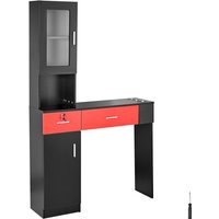 Mophorn - Salonstation - Wandmontiert für Friseure, Schönheits-Spa-Möbelset mit 1 Schrank, 3 Fächern, 2 Schubladen (eine abschließbar), in Schwarz von MOPHORN