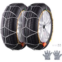 Schneereifenketten, Mangan-legierter Stahl, Notfalltraktion, für Pkw/Pickups/SUVs/Trucks, Silber, 2er-Set - Mophorn von MOPHORN