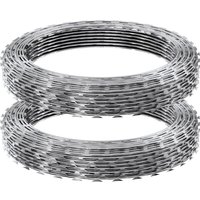 Mophorn - Stacheldraht, 30 m langer Stacheldraht. 2 Rollen Stacheldraht für Zäune und Umzäunungen. Stacheldrahtband, verzinkt. Ideal für den Garten. von MOPHORN