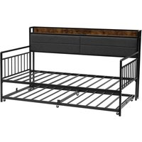 Mophorn Tagesbettrahmen in Twin-Größe, Sofabett mit ausziehbarem Bett, Plattformrahmen mit integrierter Ladestation und Metalllattenunterstützung für Mophorn Tagesbettrahmen in Twin-Größe, Sofabett mit ausziehbarem Bett, Plattformrahmen mit integrierter Ladestation und Metalllattenunterstützung für von MOPHORN