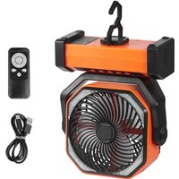 Mophorn - Tragbarer wiederaufladbarer Ventilator 228,6 mm, batteriebetrieben mit LED-Laterne,4-stufig einstellbar,45°/90° automatische von MOPHORN