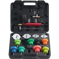 Mophorn Universal-Kühlerdruckprüfer-Set,14-teiliger Kühlmitteldruckprüfer mit manueller Pumpe und farbcodierten Stahlkappenadaptern,für Kühlsysteme von MOPHORN