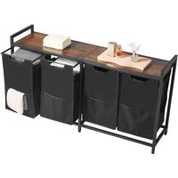 Mophorn Wäschekorb mit Holztischplatte, Wäschesortierer mit 4 herausnehmbaren Beuteln (600D Oxford Stoff) und stabilem Metallrahmen, von MOPHORN