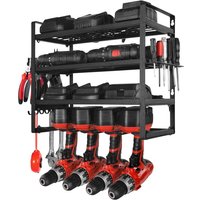 Mophorn Werkzeugaufbewahrung Wandhalterung, 4-stufiges Regal mit Bohrerhaltern, Werkzeughalter mit Schraubendreherablage, Organizer für Werkzeuge in von MOPHORN